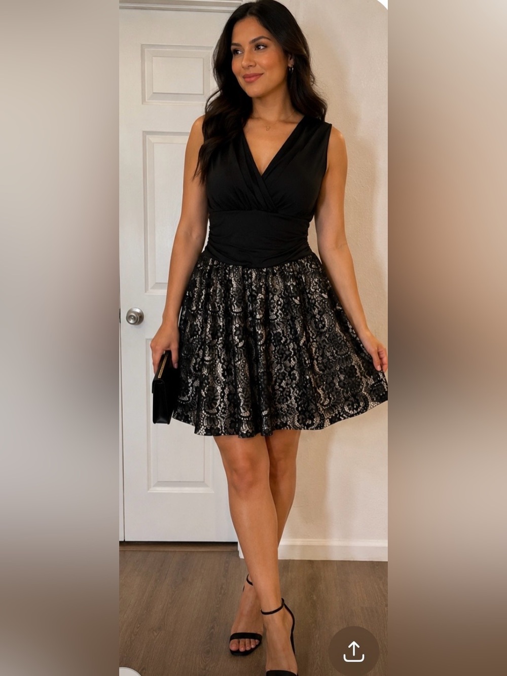 Enfocus Studio Black Lace Overlay Circle Skirt